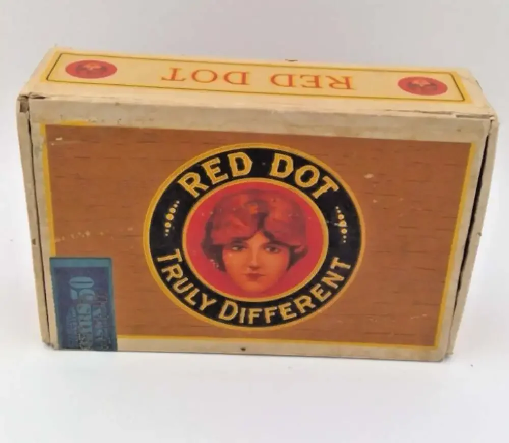 Vintage The Red Dot Cigar Box, Cardboard